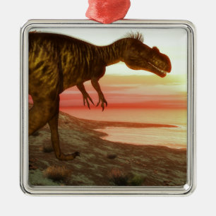 Megalosaurusdinosaurier, der in Richtung zum Ozean Ornament Aus Metall
