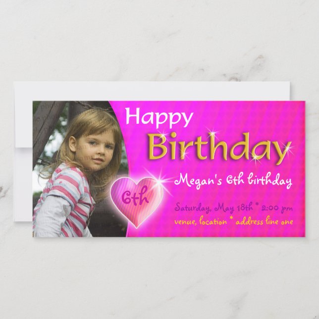 Megan Birthday Foto Einladung | Herzenslust (Vorderseite)
