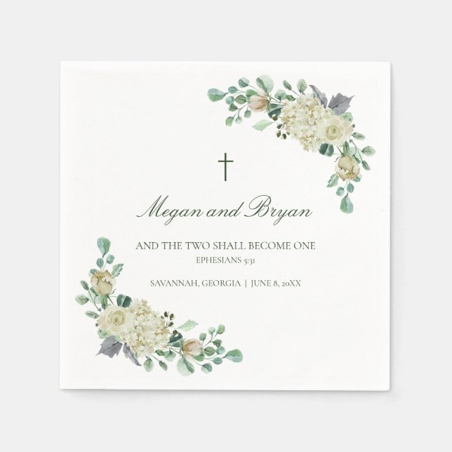 Megan Christlich Cross Greenerity Wedding Cocktail Serviette (Vorderseite)