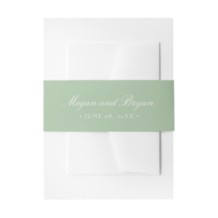 Megan Elegant Simple Sage Green Names Wedding Einladungsbanderole