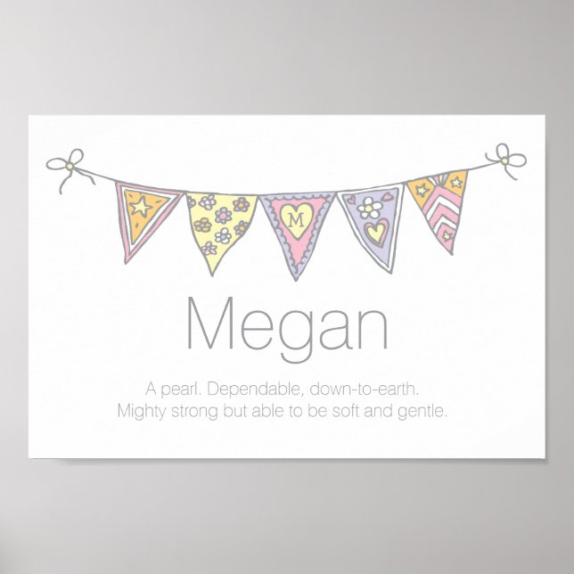 Megan Girls Name und Bedeutung Bbuntposter Poster (Vorne)