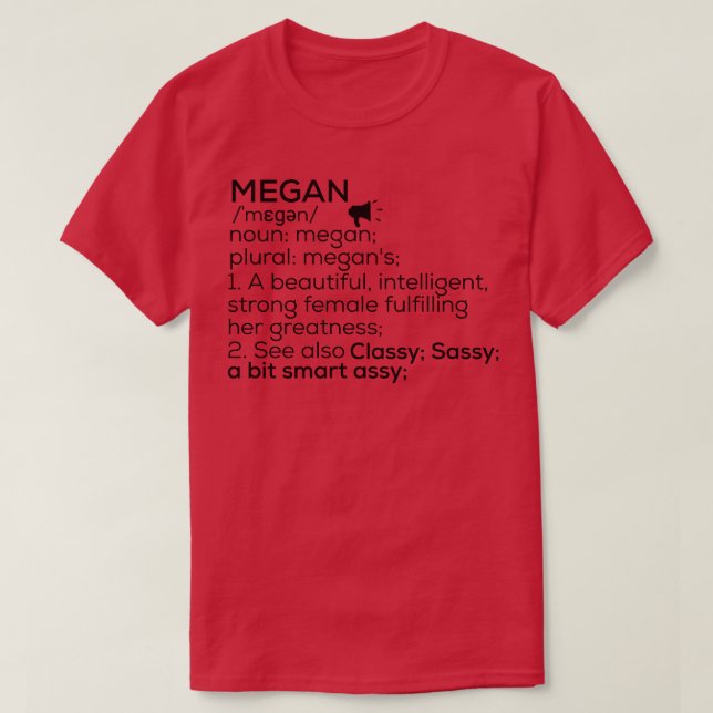 Megan Name Definition Megan Female Name T-Shirt (Design vorne)