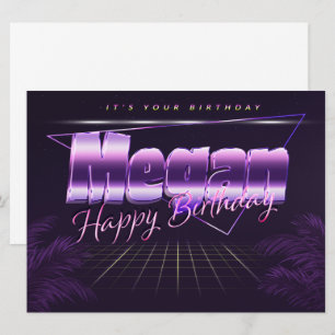 Megan Name Vorname lila retro Karte Geburtstag