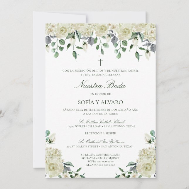 Megan Nuestra Boda Catolica Einladung zur Hochzeit (Vorderseite)