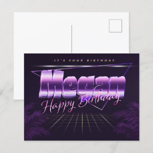 Megan prénom carte postale violette anniversaire