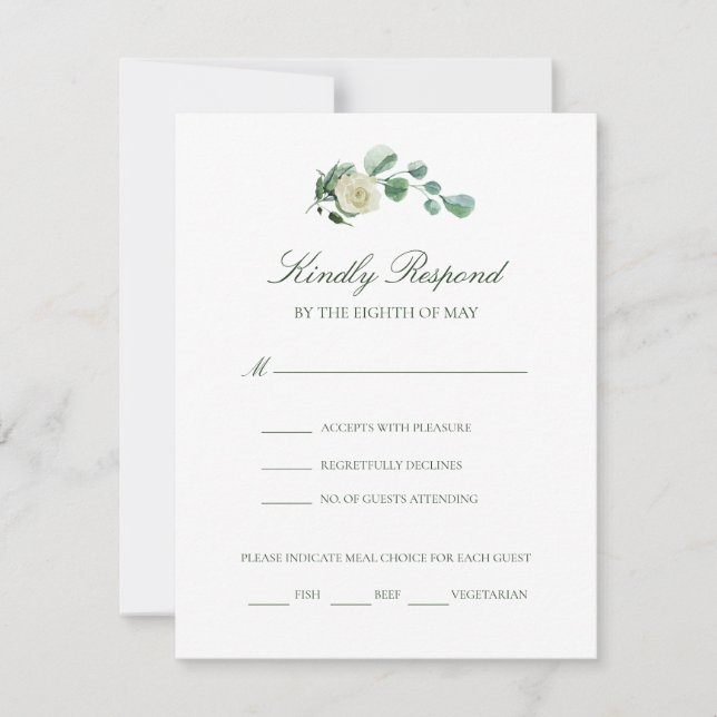 Megan Simple Elegante Meal Choice Wedding RSVP Karte (Vorderseite)