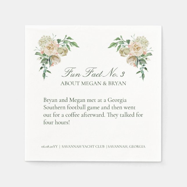 Megan Wedding Reception Spaß Fakten Nr. 3 Cocktail Serviette (Vorderseite)