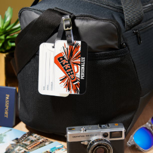 Megaphone, Orange, Weiß und Schwarz Gepäckanhänger