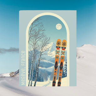 Megève Frankreich Ski Postkarte