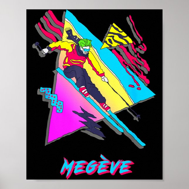 Megeve Retro-Ski-Design mit abstraktem Muster Poster (Vorne)