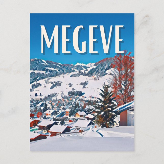 Megève Skistation Postkarte (Vorderseite)