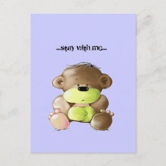 Megg: A cute teddy bear - sad, postcard Postkarte