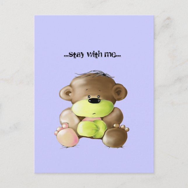 Megg: A cute teddy bear - sad, postcard Postkarte (Vorderseite)