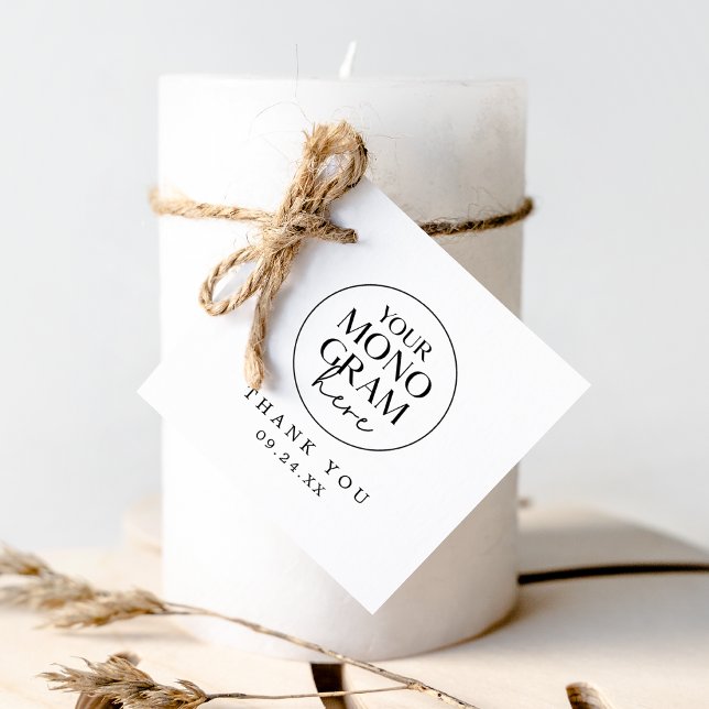 MEGHAN Monogram Boho Schwarz-weiß Wedding Vielen D Geschenkanhänger (MEGHAN Monogram Boho Black White Wedding Thank You Favor Tags)