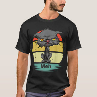 Meh Cat Funny gelangweilte Katze mit gelben Augen  T-Shirt