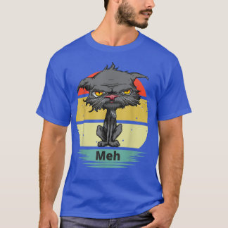 Meh Cat Funny gelangweilte Katze mit gelben Augen T-Shirt