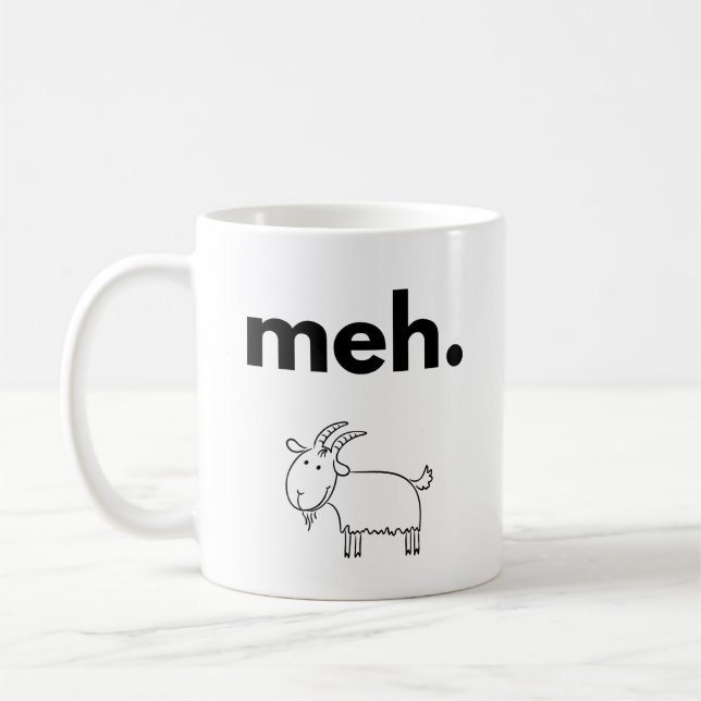 Meh. Goat Doodle Funny Minimalist Mug Kaffeetasse (Links)