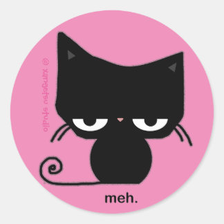Meh Katzen-Aufkleber auf Rosa Runder Aufkleber