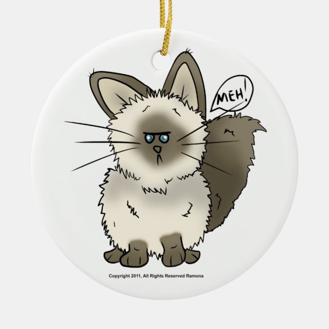 Meh Katzen-Weihnachtsverzierung Keramikornament (Vorne)