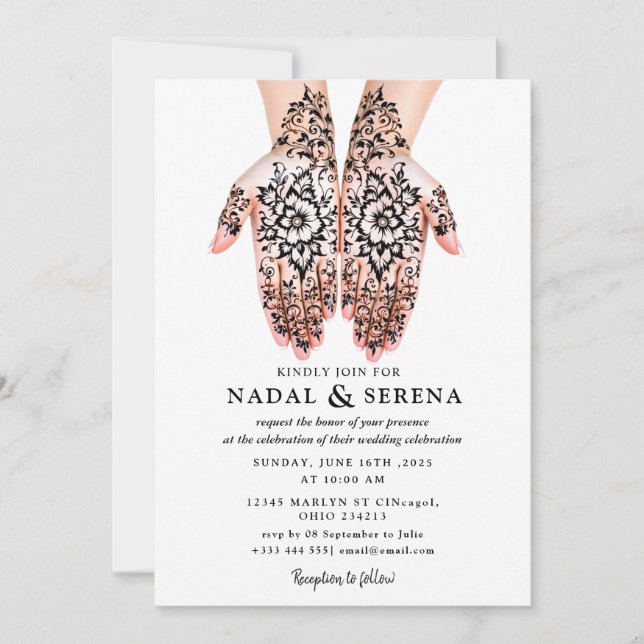 Mehandi Hochzeit Einladung (Vorderseite)