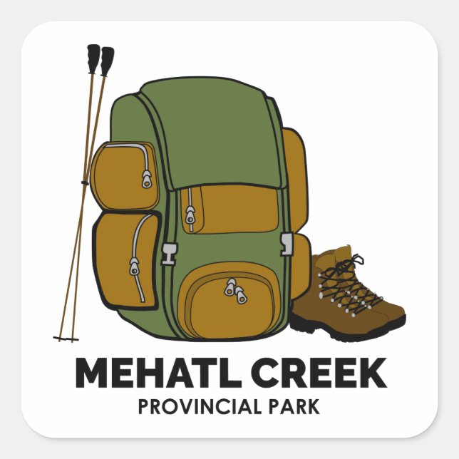 Mehatl Creek Provincial Park Backpack Quadratischer Aufkleber (Vorderseite)