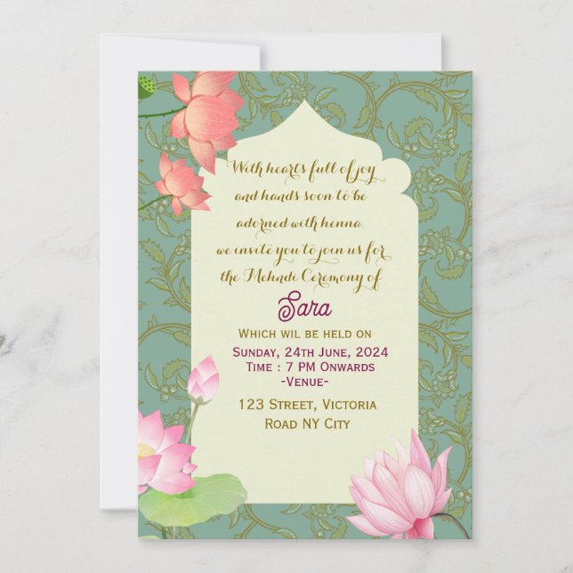 Mehendi Ceremony Digital Invitations  (Devant)