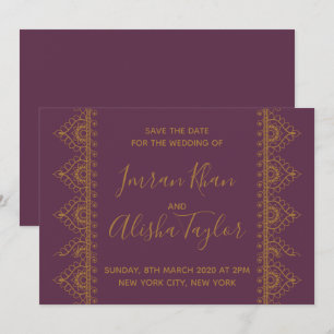 Mehendi Indian Wedding Save the date Einladung