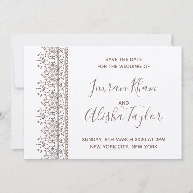 Mehendi Indian Wedding Save the date hamsa Henna (Vorderseite)