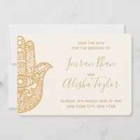 Mehendi Indian Wedding Save the date hamsa Henna