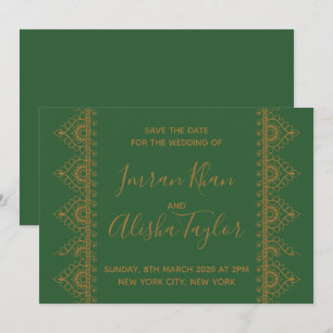 Mehendi Indische Hochzeit Save-the-Date-Einladung Save The Date