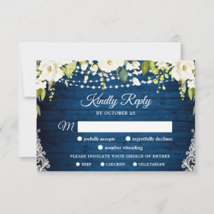 MEHL AUSWAHL Elegante Rosen Rustikale Hochzeit RSVP Karte