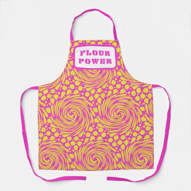 Mehl Power Psychedelisch Pink Gelbe Schürze (Vorderseite)