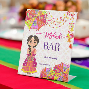 Mehndi Bar niedliches Sonnenschirmschild der indis Sockelschild