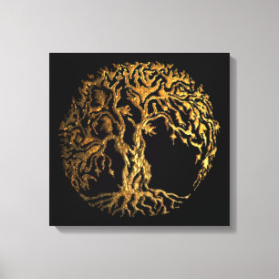 Mehndi Baum des Lebens (Gold) Leinwanddruck