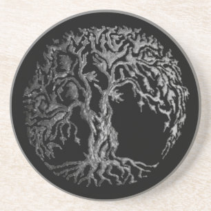 Mehndi Baum des Lebens (Hennastrauch) (Silber) Getränkeuntersetzer