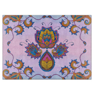 Mehndi Blue und Lila Blumenkunst, Blue Bliss Schneidebrett