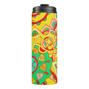 Mehndi-Doodle: Farbige ethnische Textur. Thermosbecher
