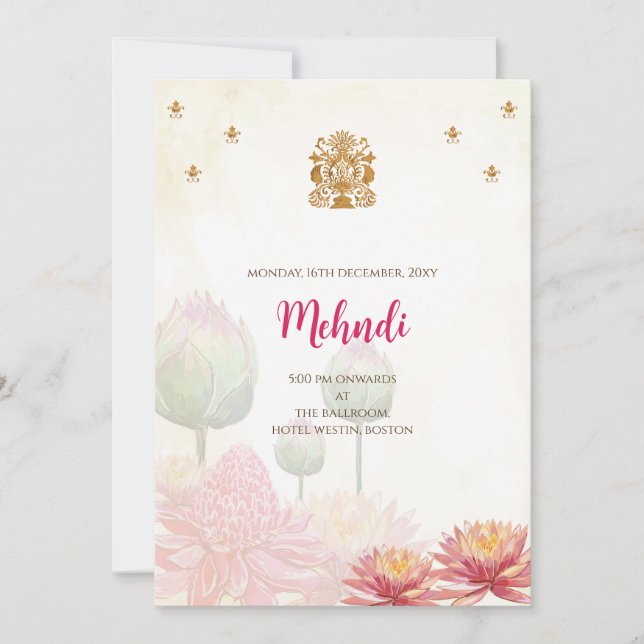 Mehndi Einladung Digitale indische Hochzeit lädt e (Vorderseite)