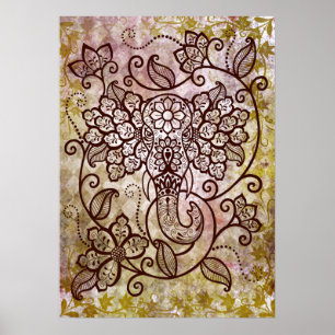 Mehndi Elefant-Plakat Poster