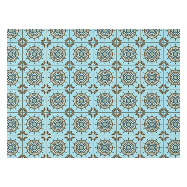 Mehndi-Fantasie-Kupfertischdecke Tischdecke (Vorderseite (Horizontal))