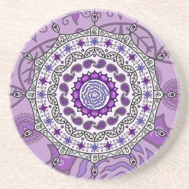 Mehndi Fantasie-Silber-Untersetzer Untersetzer (Vorne)