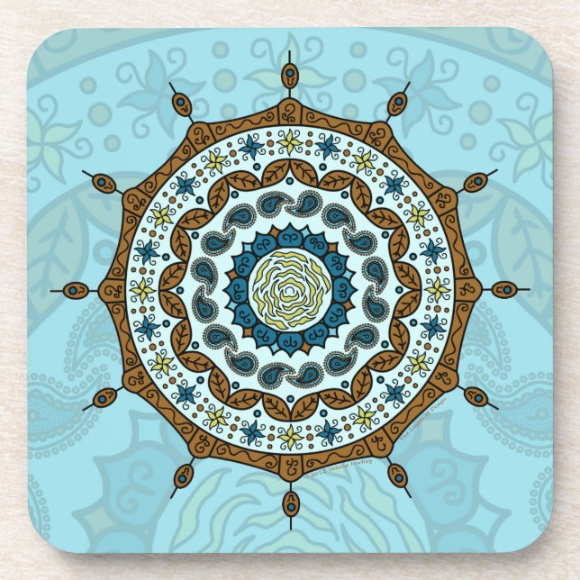 Mehndi Fantasy Copper Square Untersetzer (Vorderseite)