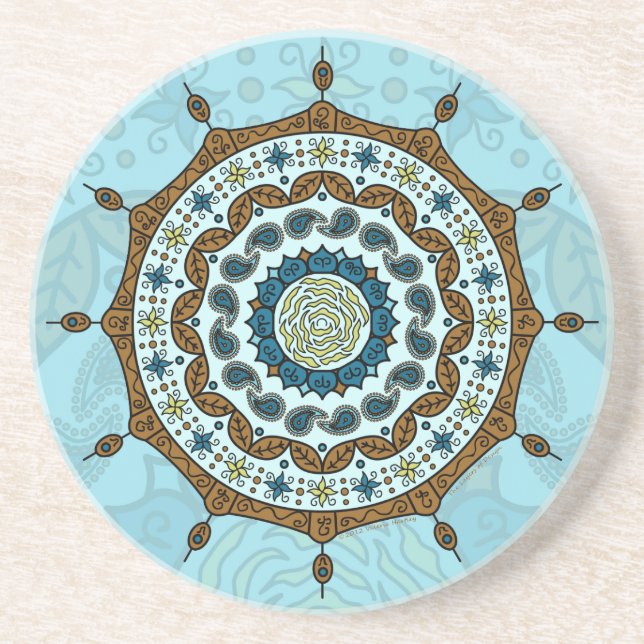 Mehndi Fantasy Kupfer Sandstone Untersetzer (Vorne)