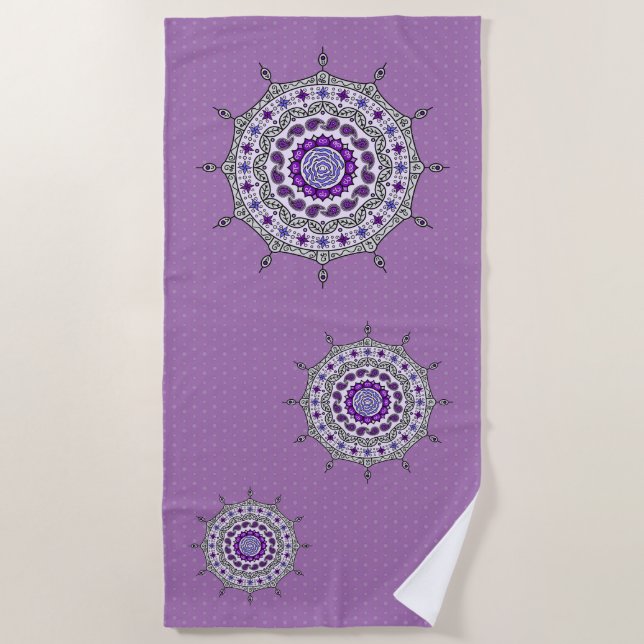 Mehndi Fantasy Silver Beach Handtuch (Vorderseite)