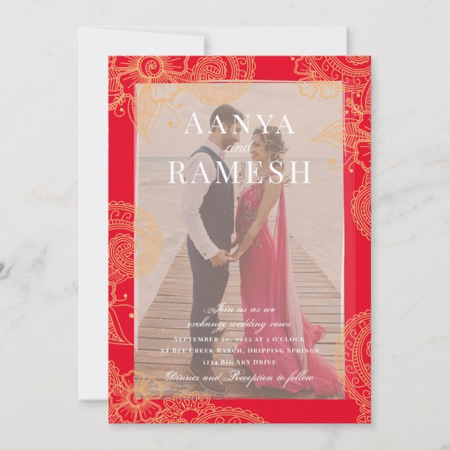 Mehndi Foto Wedding Einladung (Vorderseite)