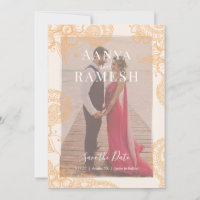 Mehndi Foto Wedding Save the Date Einladung