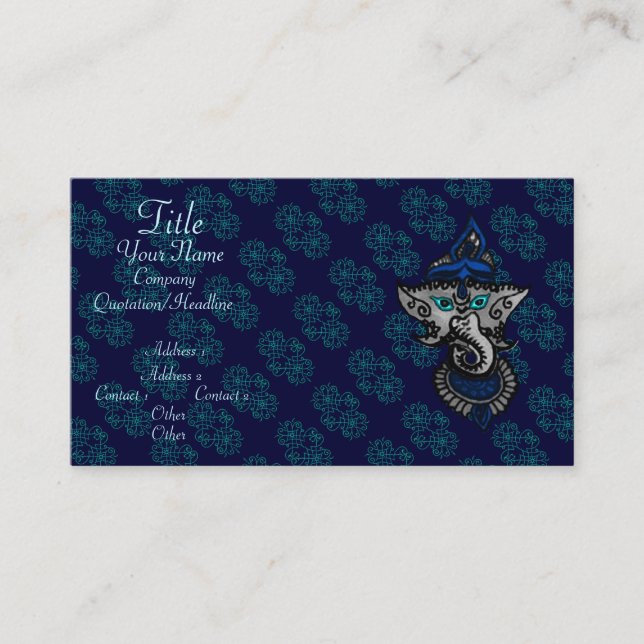 Mehndi Ganesha (blau) Visitenkarte (Vorderseite)