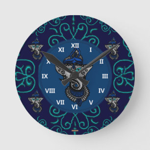 Mehndi Ganesha (Blue) Runde Wanduhr