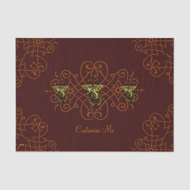 Mehndi Ganesha (rot) Seidenpapier (Vorderseite)