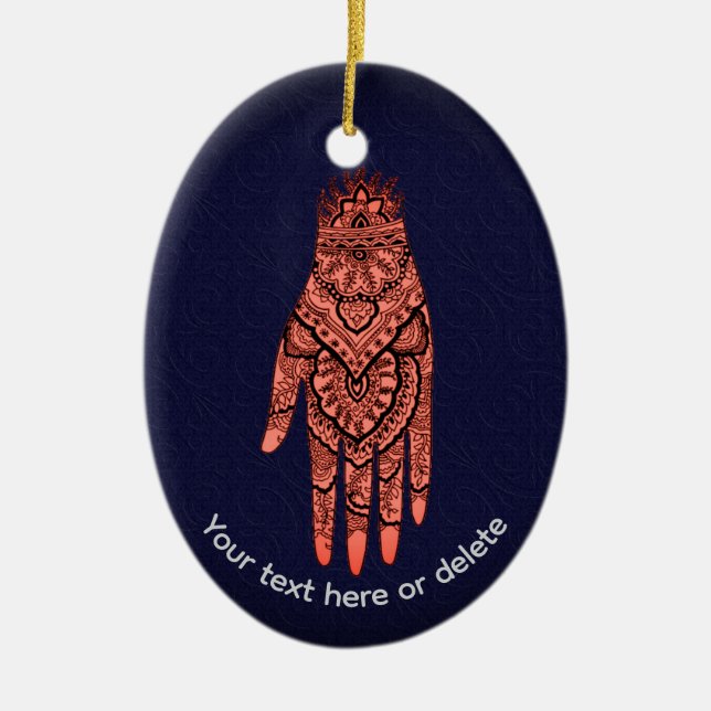 Mehndi Hand Tattoo Art Keramik Ornament (Vorne)